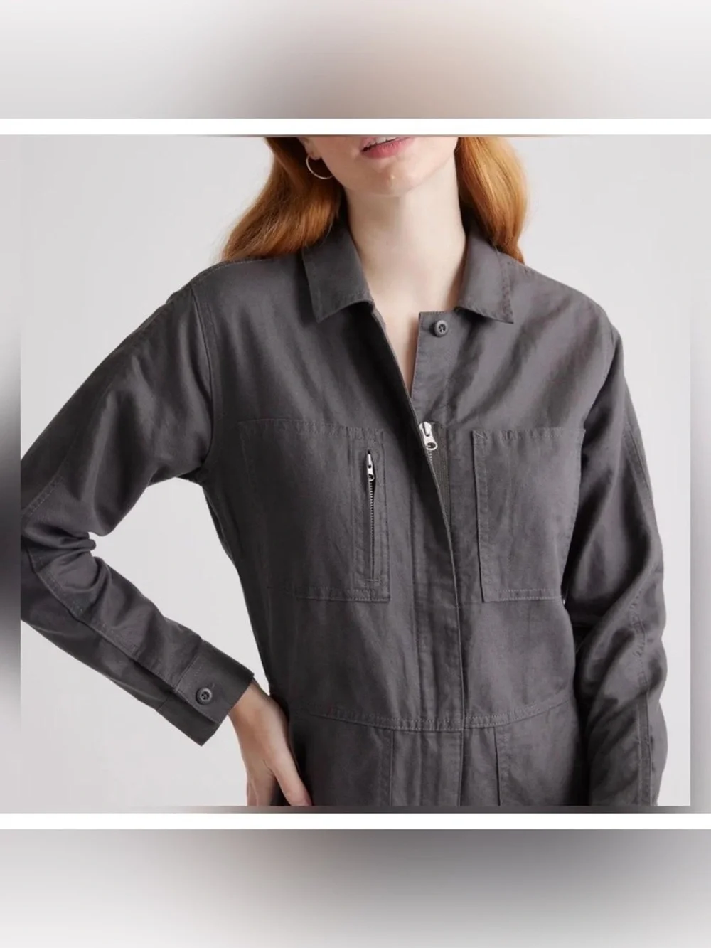 Quince Womens Utility Jumpsuit in Charcoal